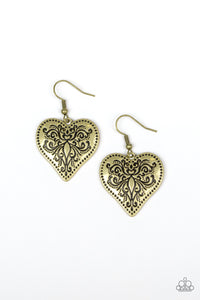 Paparazzi Western Heart - Brass Earring - Bauble and Bling Boutique 