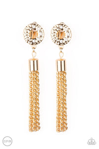 Paparazzi Perfectly Prestigious - Gold Clip On Earring - Bauble and Bling Boutique 