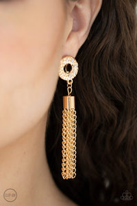 Paparazzi Perfectly Prestigious - Gold Clip On Earring - Bauble and Bling Boutique 