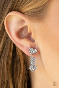 Paparazzi Heartthrob Twinkle - White Earrings - Bauble and Bling Boutique 