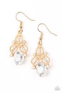 Paparazzi A CROWN Pleaser - Gold Earring - Bauble and Bling Boutique 