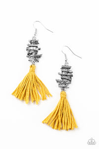 Paparazzi Tiki Tassel - Yellow Earring - Bauble and Bling Boutique 