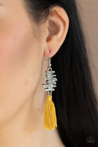 Paparazzi Tiki Tassel - Yellow Earring - Bauble and Bling Boutique 