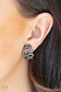 Paparazzi Idol Shine - Black Clip On Earrings - Bauble and Bling Boutique 