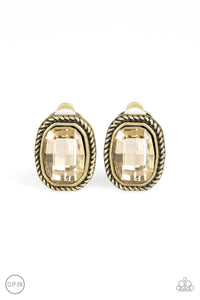 Paparazzi Beam Dream - Brass Clip On Earring - Bauble and Bling Boutique 