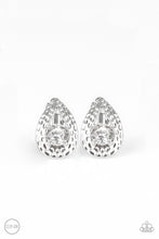 Cargar imagen en el visor de la galería, Paparazzi Elite Edge - White Clip On Earrings - Bauble and Bling Boutique 