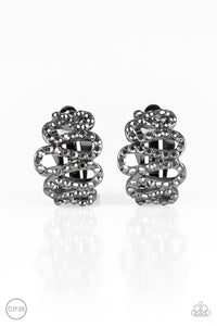 Paparazzi Idol Shine - Black Clip On Earrings - Bauble and Bling Boutique 