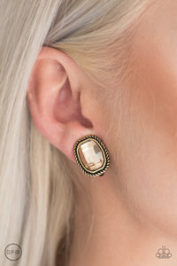 Paparazzi Beam Dream - Brass Clip On Earring - Bauble and Bling Boutique 