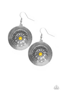 Paparazzi Karma Drama - Yellow Earrings - Bauble and Bling Boutique 